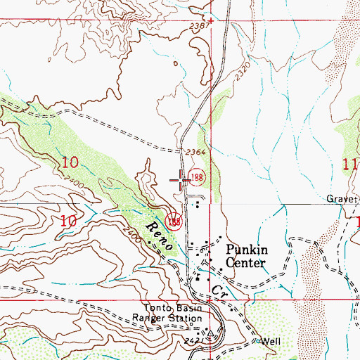 Topographic Map of Tonto Basin Post Office, AZ