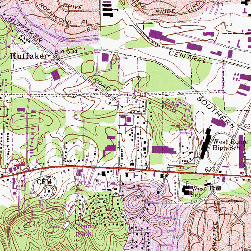 Topographic Map of Huffaker Road Baptist Church, GA