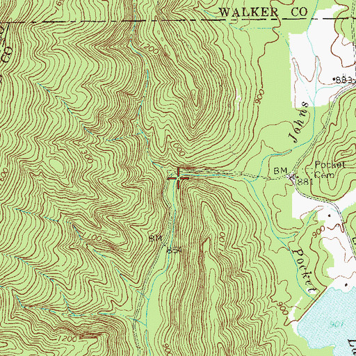 Topographic Map of John Creek Mill (historical), GA
