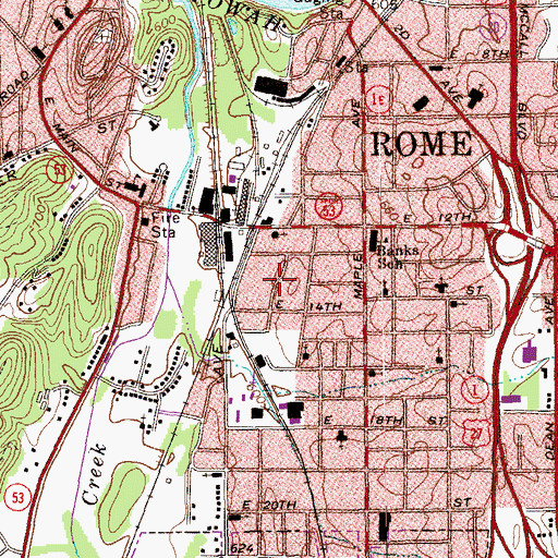 Topographic Map of John Graham Homes, GA