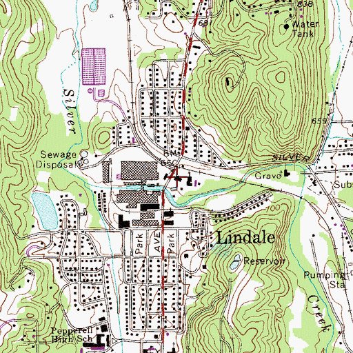Topographic Map of Lindale Post Office, GA