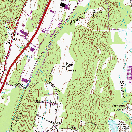 Topographic Map of Linvalley Country Club, GA