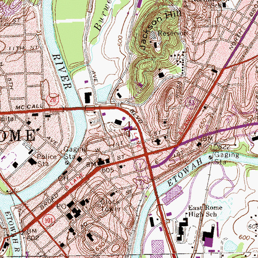 Topographic Map of Lumpkin Hill, GA