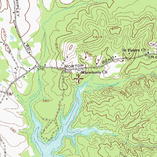 Topographic Map of Macedonia Cemetery, GA