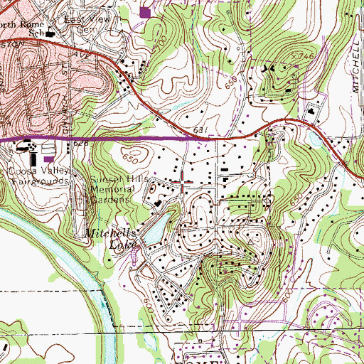Topographic Map of Maplewood, GA