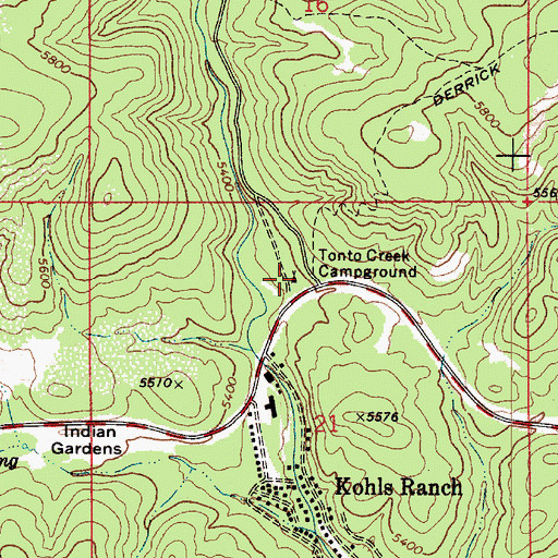Topographic Map of Tonto Creek Campground, AZ