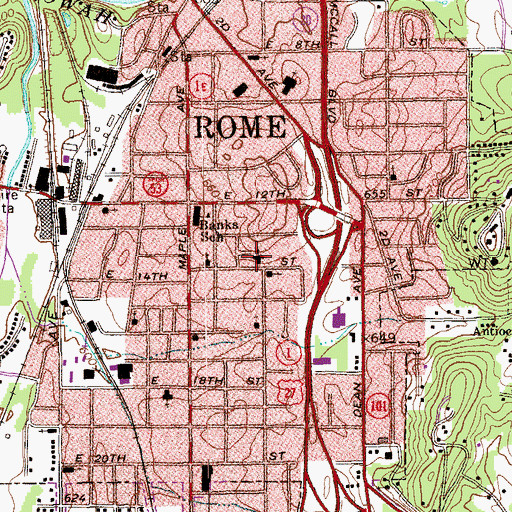 Topographic Map of Mount Calvary Baptist Church, GA