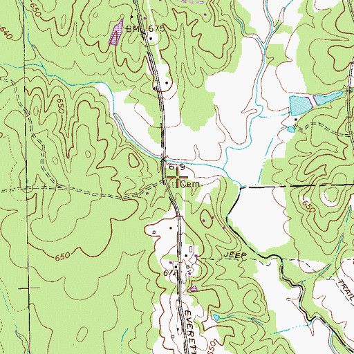 Topographic Map of Mount Pleasant Baptist Church (historical), GA