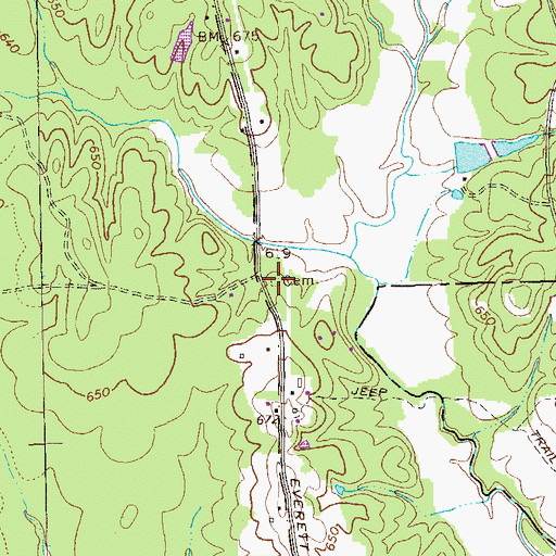 Topographic Map of Mount Pleasant Cemetery, GA