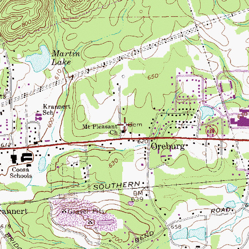 Topographic Map of Mount Pleasant Cemetery, GA