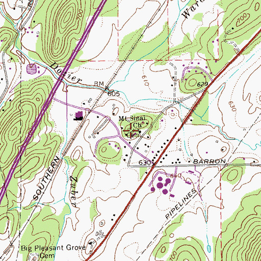 Topographic Map of Mount Sinai Cemetery, GA