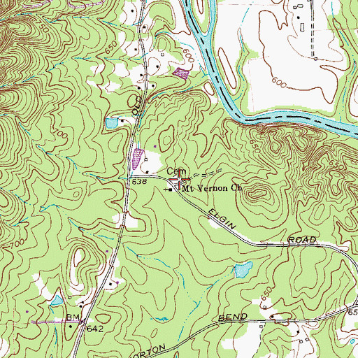 Topographic Map of Mount Vernon Cemetery, GA