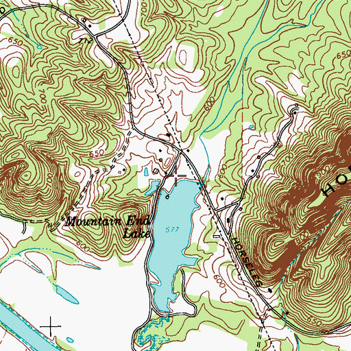 Topographic Map of Mountain End Lake Cemetery, GA