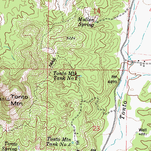 Topographic Map of Tonto Mountain Tank Number Two, AZ