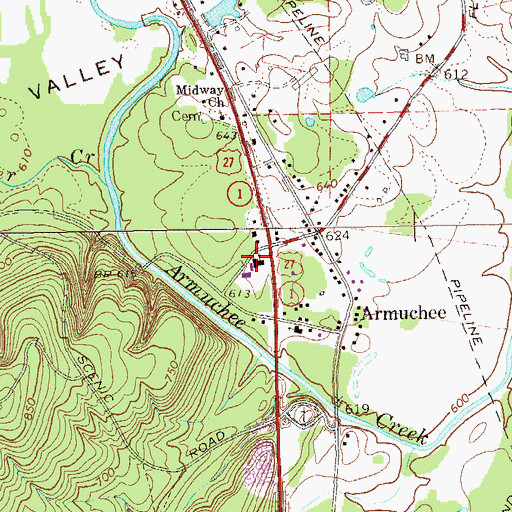 Topographic Map of New Armuchee Baptist Church, GA