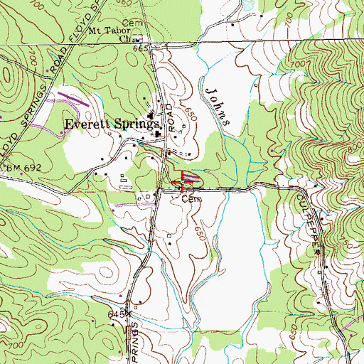 Topographic Map of New Everett Springs Cemetery, GA