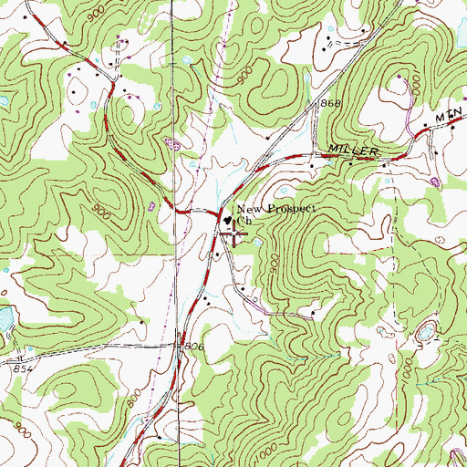 Topographic Map of New Prospect Cemetery, GA