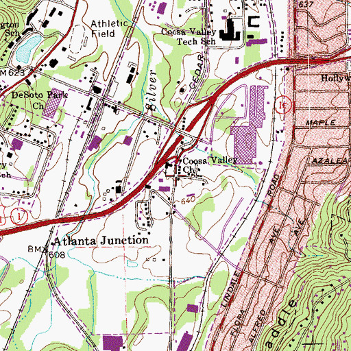 Topographic Map of New Rome, GA