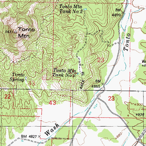 Topographic Map of Tonto Mountain Tank Number Three, AZ