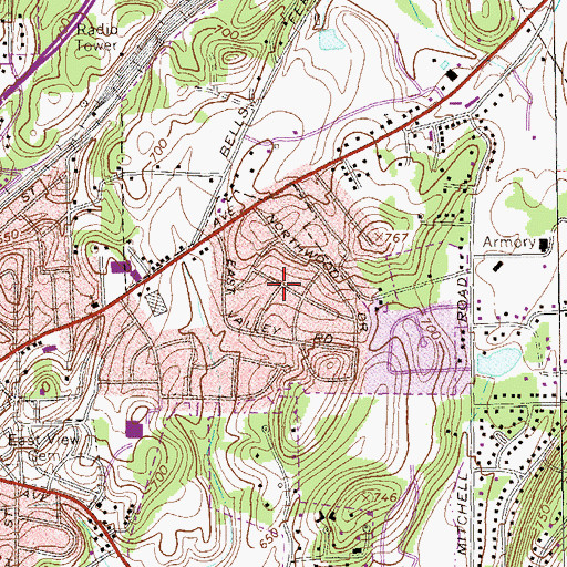 Topographic Map of North Hills, GA