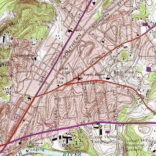 Topographic Map of North Rome United Methodist Church, GA