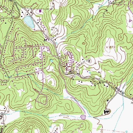Topographic Map of Nottingham Estates, GA