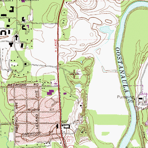 Topographic Map of Oak Hill, GA