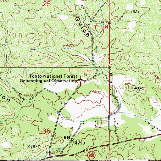Topographic Map of Tonto National Forest Seismological Observatory, AZ
