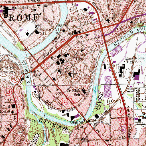 Topographic Map of Old Shorter Hill, GA