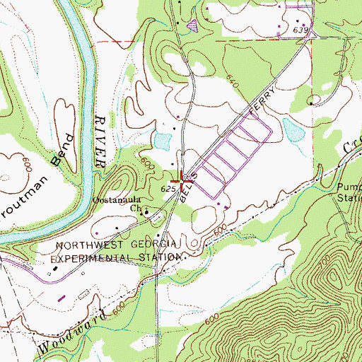 Topographic Map of Oostanaula School (historical), GA