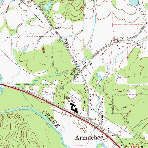 Topographic Map of Piney School (historical), GA