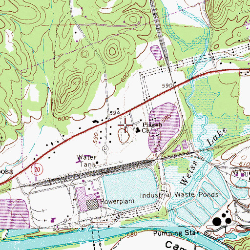 Topographic Map of Pisgah Cemetery, GA