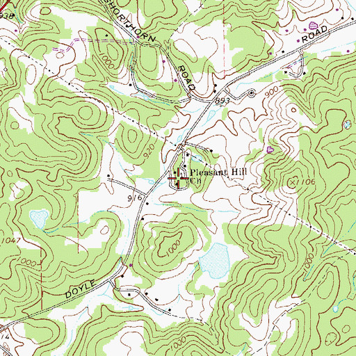 Topographic Map of Pleasant Hill Cemetery, GA