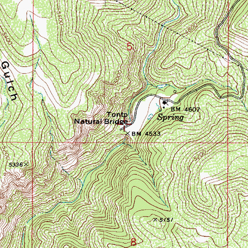 Topographic Map of Tonto Natural Bridge, AZ