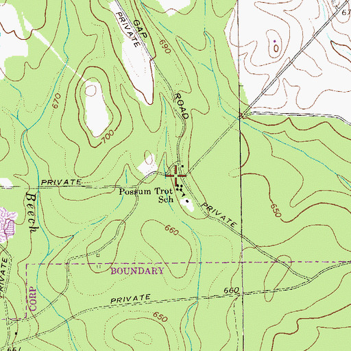 Topographic Map of Possum Trot Cemetery, GA