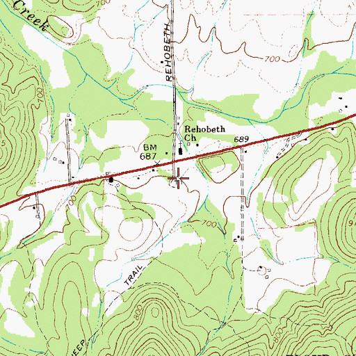 Topographic Map of Rehobeth Cemetery, GA