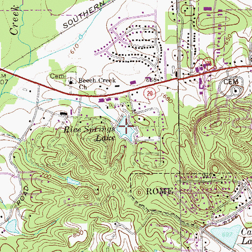 Topographic Map of Rices Spring, GA