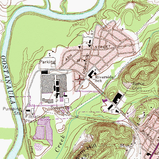 Topographic Map of Riverside Park, GA