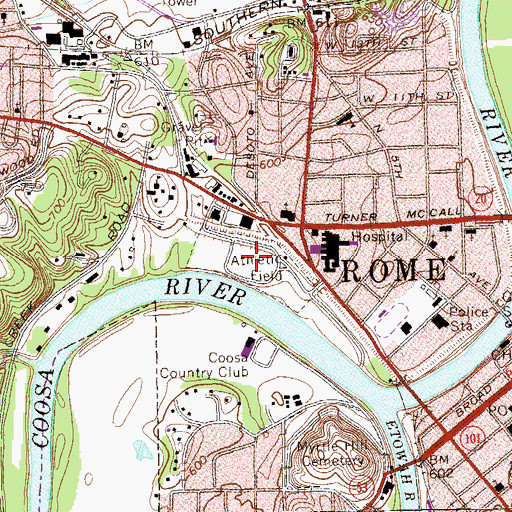 Topographic Map of Riverview Park, GA