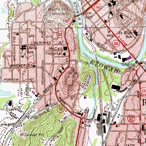 Topographic Map of Rodeph Sholom Cemetery, GA