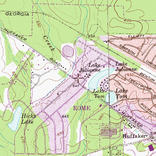 Topographic Map of Rollingwood, GA