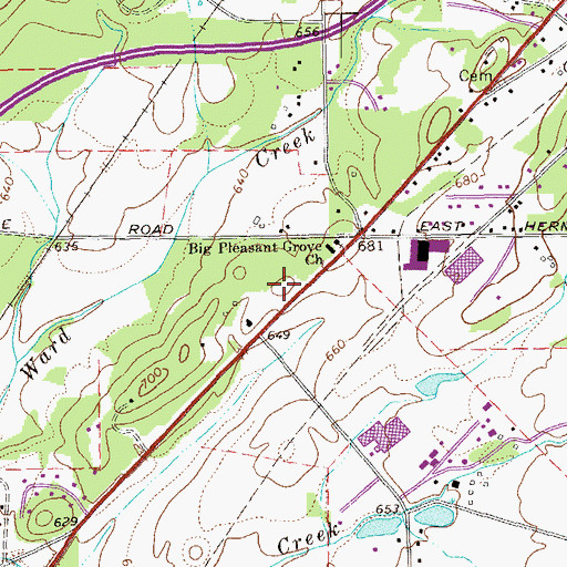 Topographic Map of Rush Cemetery, GA