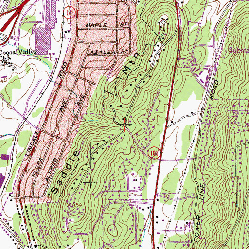 Topographic Map of Saddle Mountain, GA