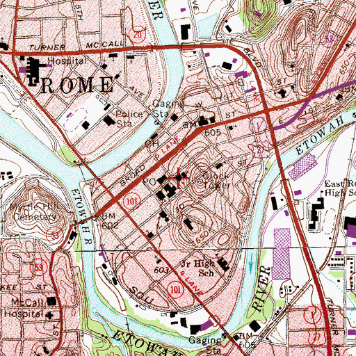 Topographic Map of Saint Peters Episcopal Church, GA