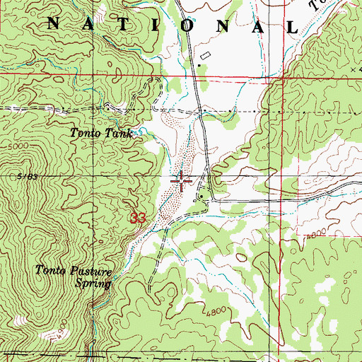 Topographic Map of Tonto Springs Ranger Station, AZ