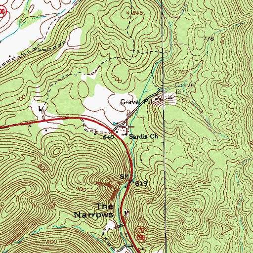 Topographic Map of Sardis Cemetery, GA