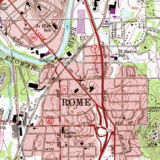 Topographic Map of Second Avenue United Methodist Church, GA