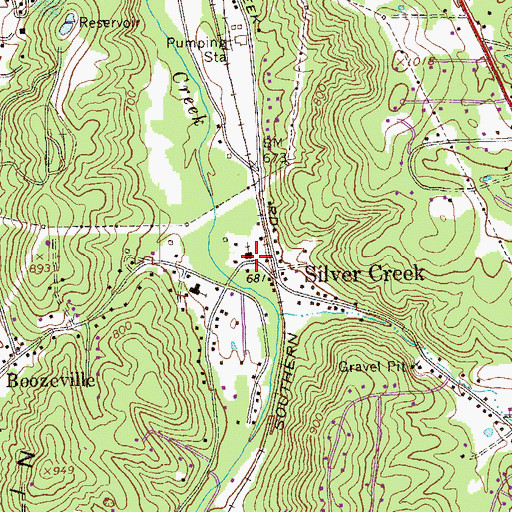 Topographic Map of Silver Creek Cemetery, GA