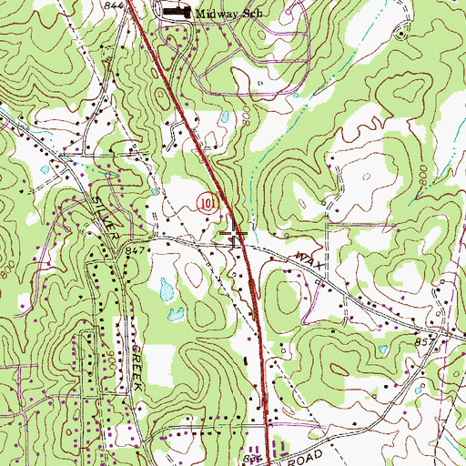 Topographic Map of Silver Creek Post Office, GA