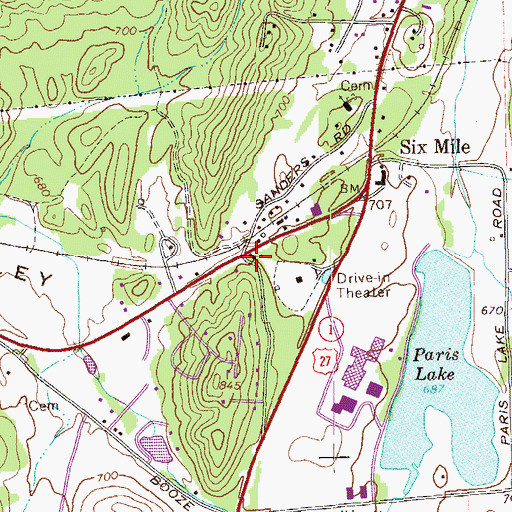Topographic Map of Six Mile African Methodist Episcopal Church, GA